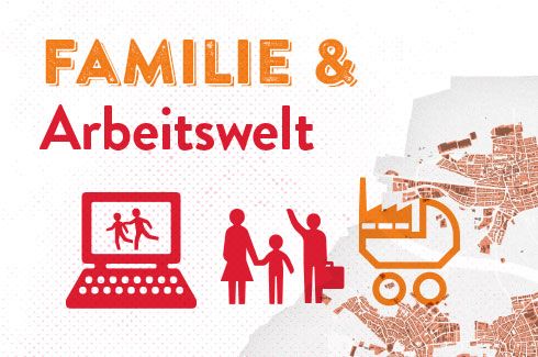 Auf dem Bild steht in Großbuchstaben Familie & Arbeitswelt