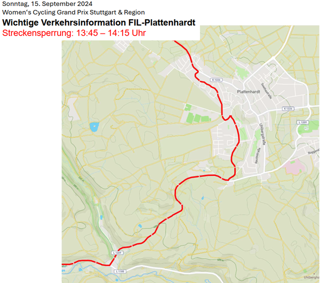 Streckensperrung von 13:45 - 14:15 Uhr